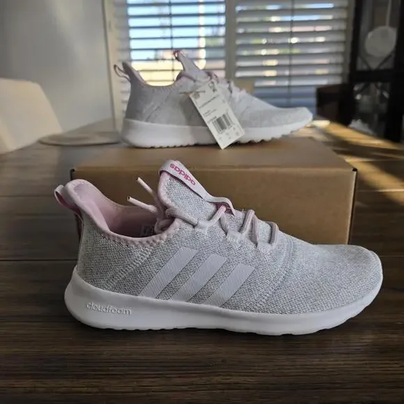 Adidas Cloudfoam Pure 2.0 Gray/Pink/White Sneaker Slip On Women’s Size 7 NWOB - Picture 1 of 8